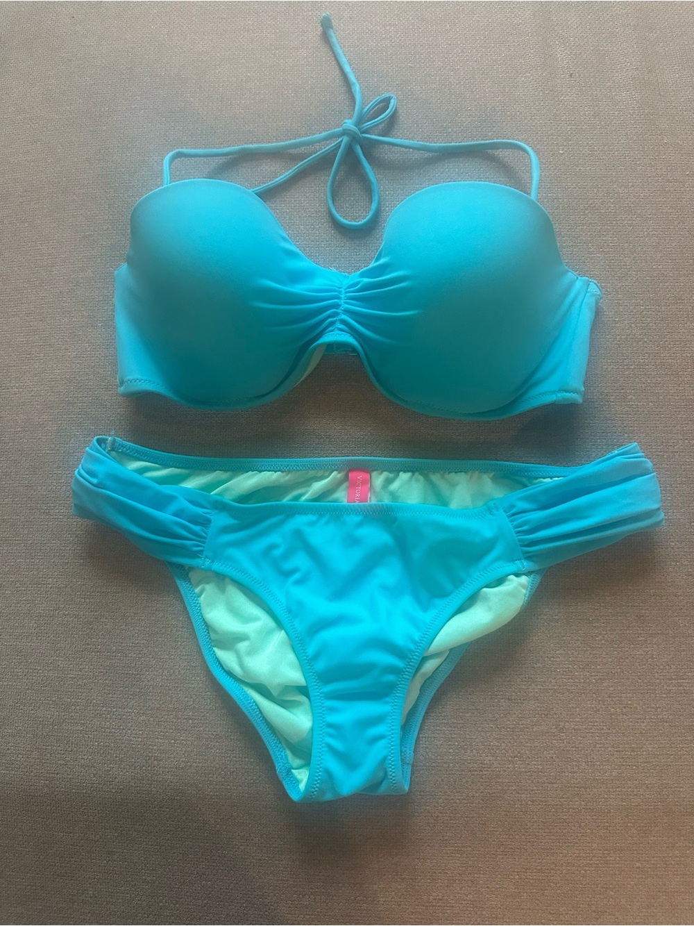 Victoria's Secret Turquoise Bandeau Bikini Set, swimwear, size S